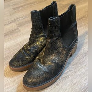 Dries Van Noten Gold Ponyhair Chelsea Boots, 40
